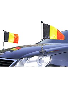  Pair  Magnetic Car Flag Pole Diplomat-1 Belgium