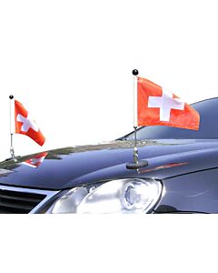  Pair  Magnetic Car Flag Pole Diplomat-1 Switzerland