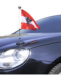  Magnetic Car Flag Pole Diplomat-1-Chrome Austria with coat of arms 