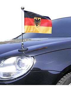  Magnetic Car Flag Pole Diplomat-1-Chrome Germany with coat of arms 