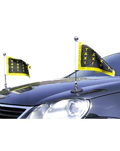Pair  Magnetic Car Flag Pole Diplomat-1.30-Chrome with customized printed flag